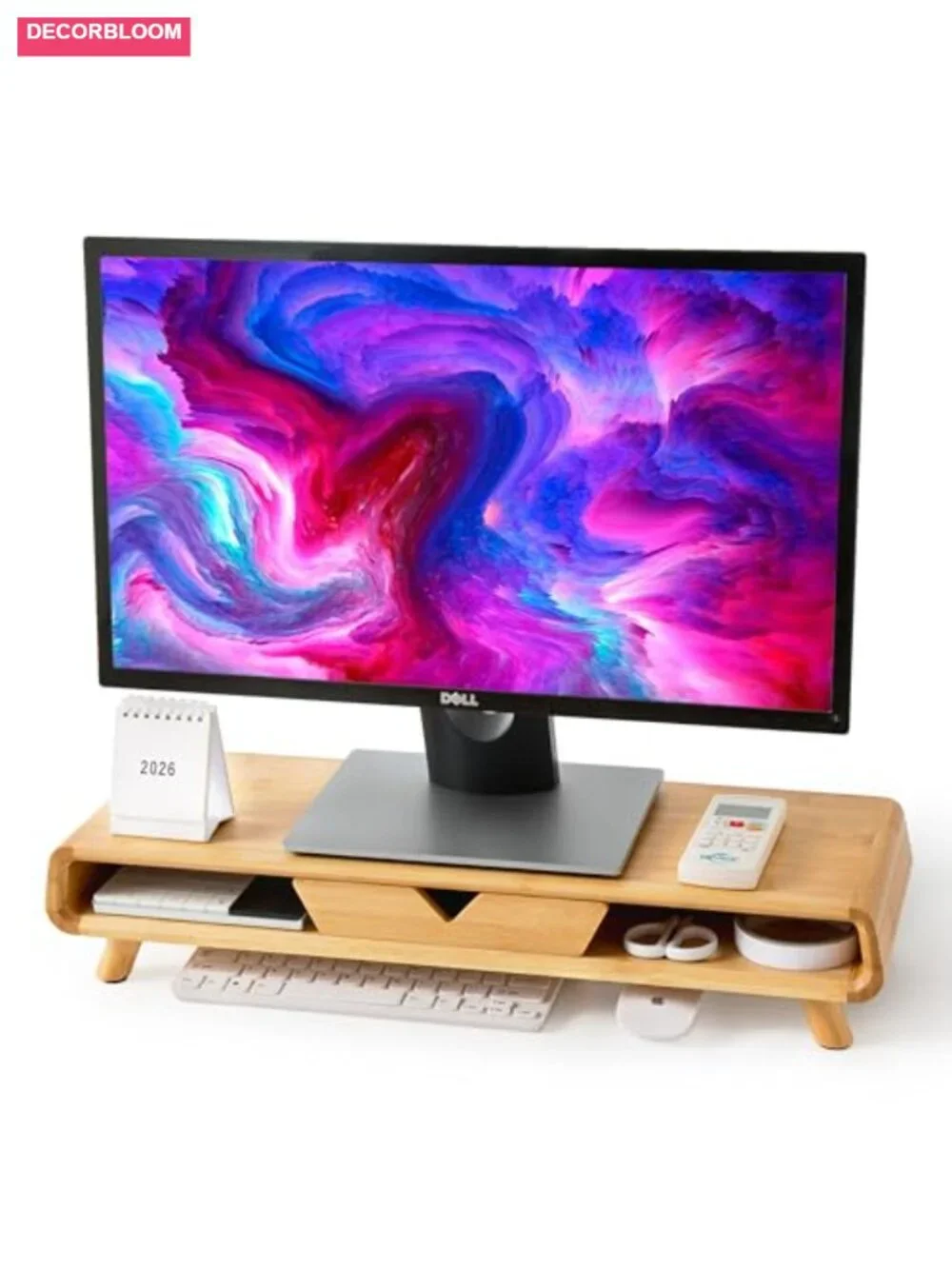 Other | Bamboo Monitor Stand Riser With Drawer No Assembly Required ...